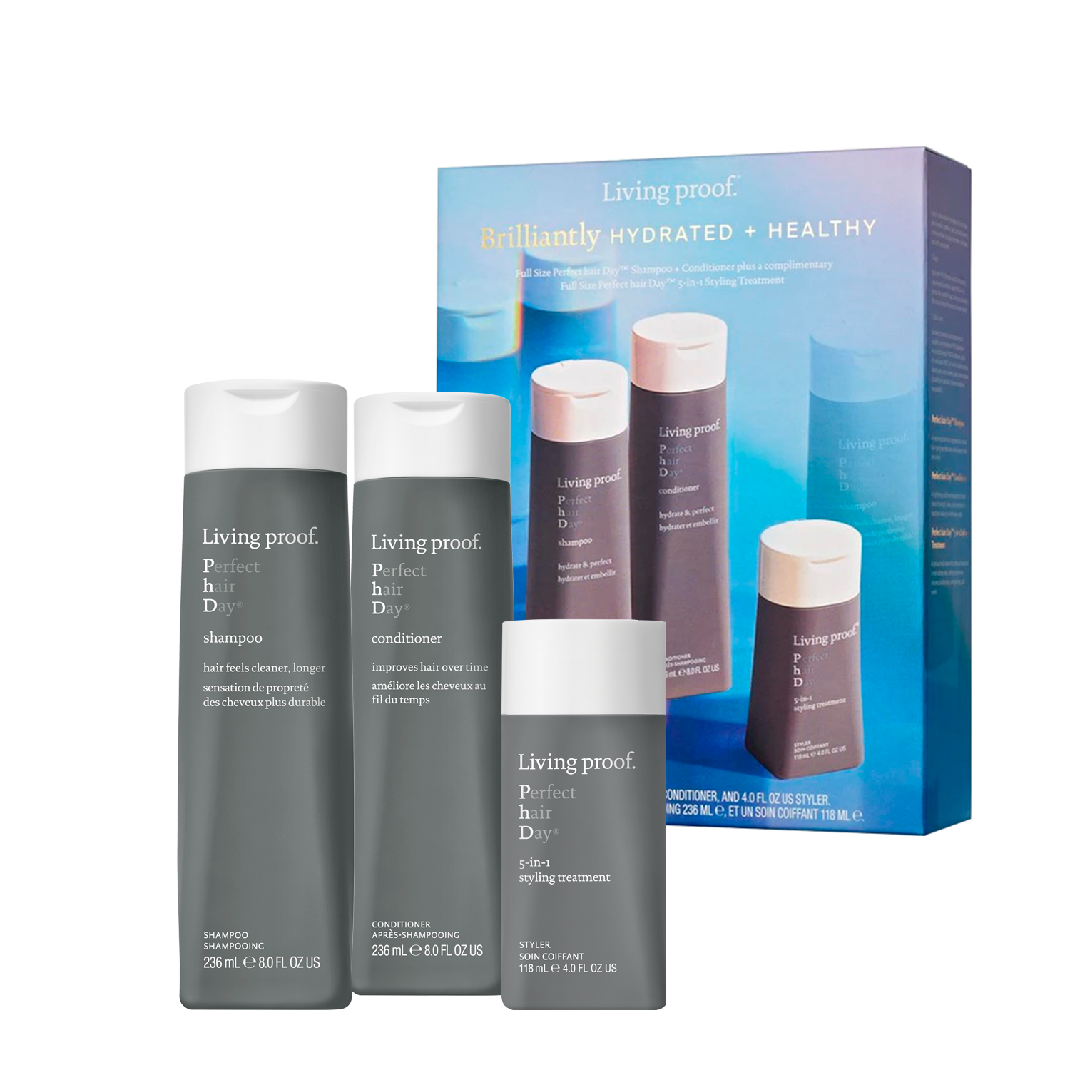 PHD Brilliantly - Shampoo, acondicionador y Crema de Peinado