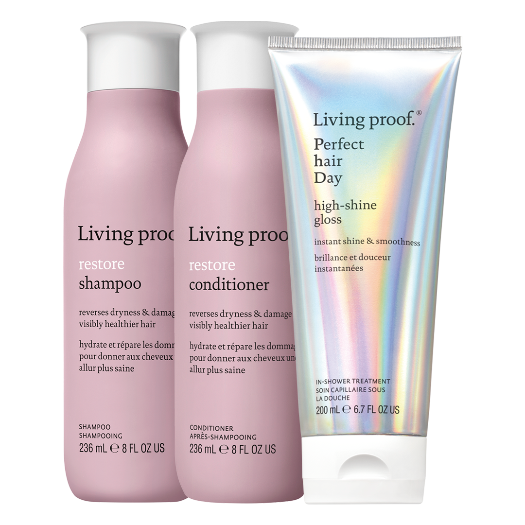 Set Restore Shampoo, Acondicionador y high-shine gloss