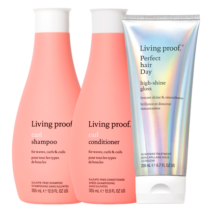 Curl Shampoo, Acondicionador y high-shine gloss